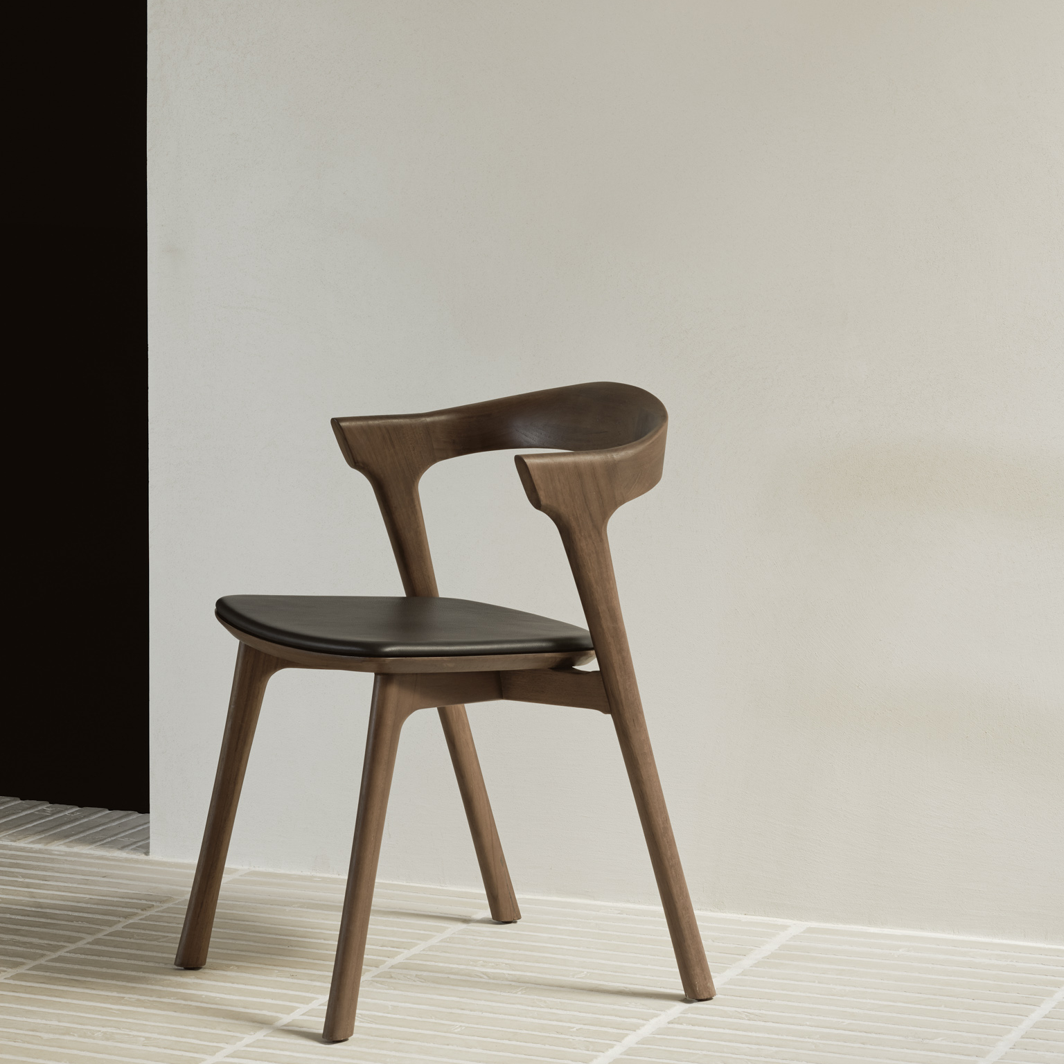 Bok tool tiigi täispuidust - nahast istmekattega - pruun - Image 8